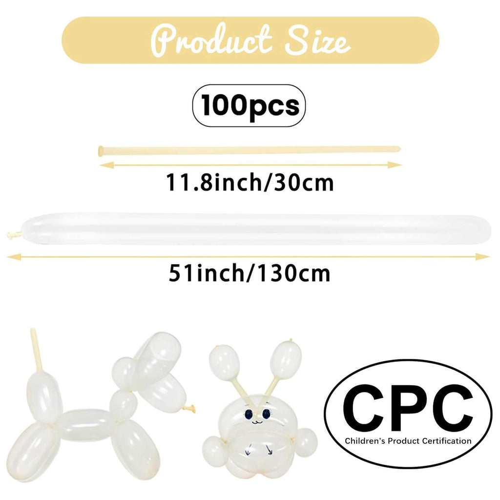 HYKJNBW 100Pcs Clear 260Q Balloons for Balloon Arches - Long Skinny Latex