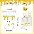 HYMENEX 50 Pcs Honey Bee Cups - 12 oz Clear Plastic Party Cups for Drinks | Baby Shower & Birthday Decor