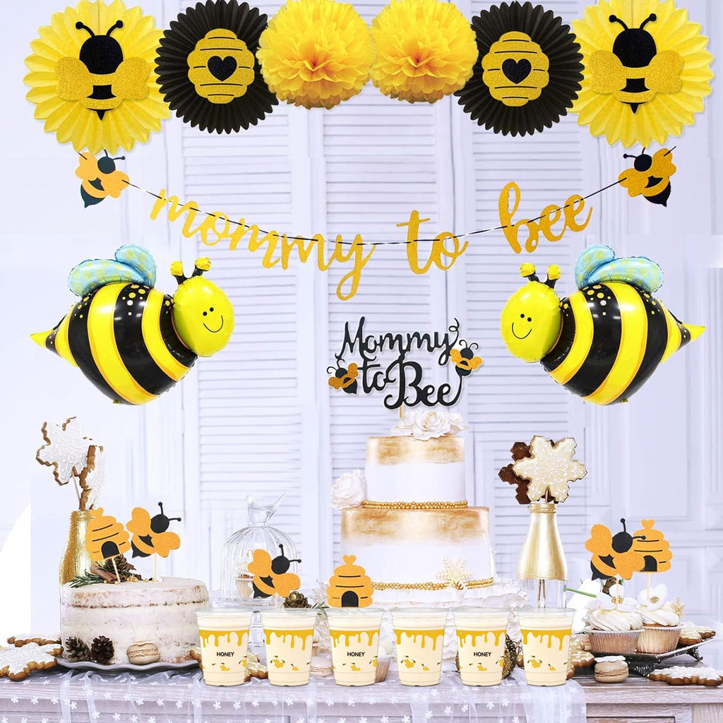 HYMENEX 50 Pcs Honey Bee Cups - 12 oz Clear Plastic Party Cups for Drinks | Baby Shower & Birthday Decor