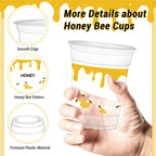 HYMENEX 50 Pcs Honey Bee Cups - 12 oz Clear Plastic Party Cups for Drinks | Baby Shower & Birthday Decor