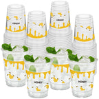 HYMENEX 50 Pcs Honey Bee Cups - 12 oz Clear Plastic Party Cups for Drinks | Baby Shower & Birthday Decor