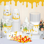 HYMENEX 50 Pcs Honey Bee Cups - 12 oz Clear Plastic Party Cups for Drinks | Baby Shower & Birthday Decor