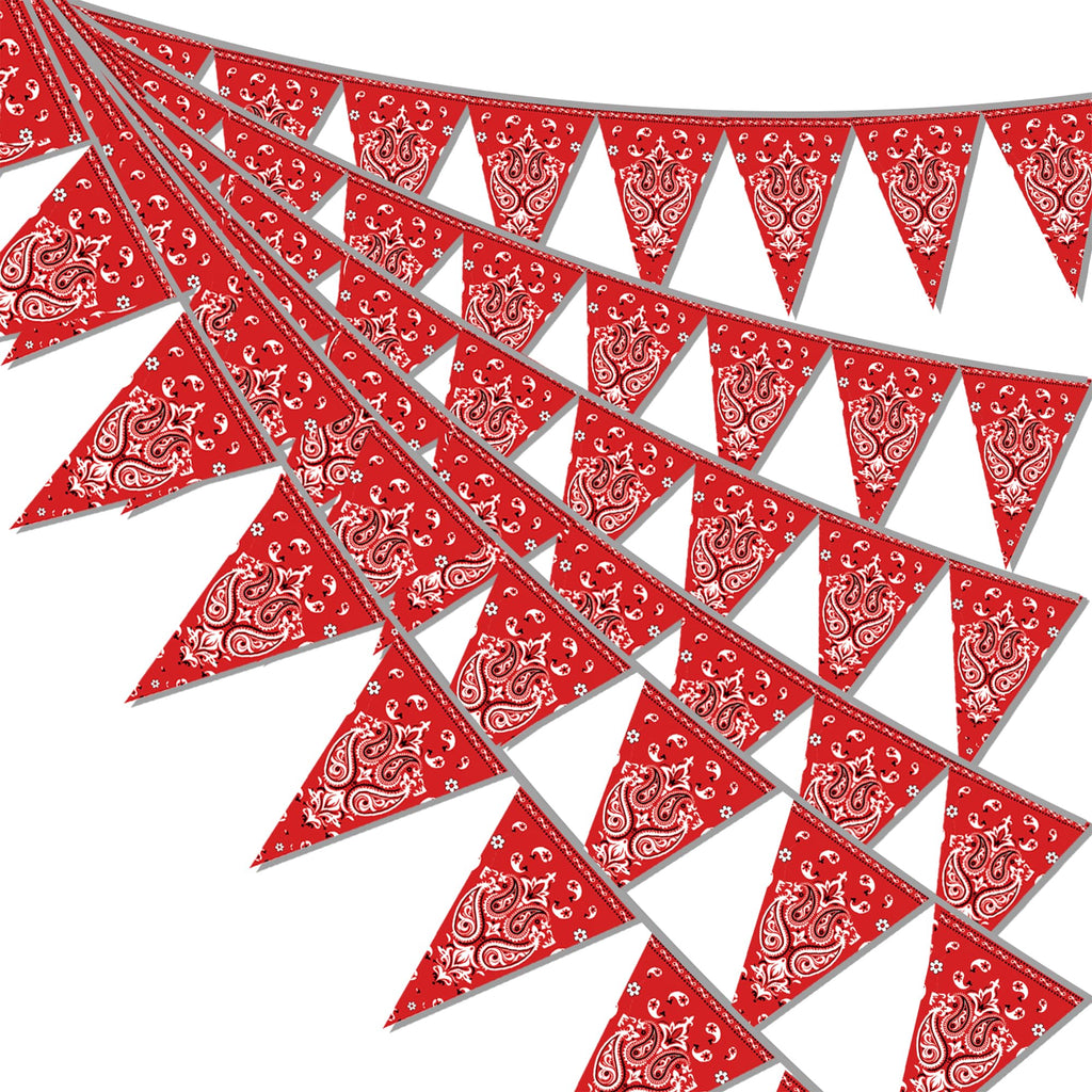 Hysilla 49ft Western Birthday Pennant Banner – Cowboy Theme Triangle Flags for Party Decor