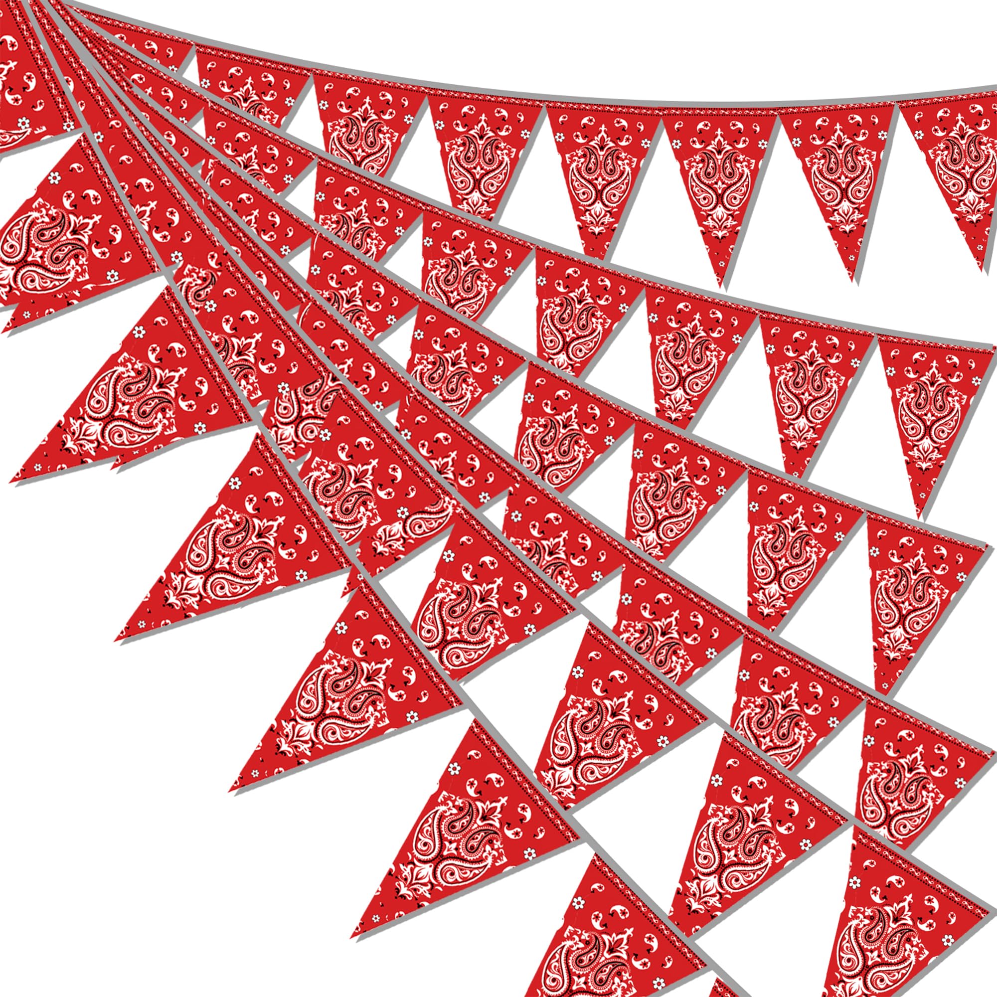 Hysilla 49ft Western Birthday Pennant Banner – Cowboy Theme Triangle Flags for Party Decor