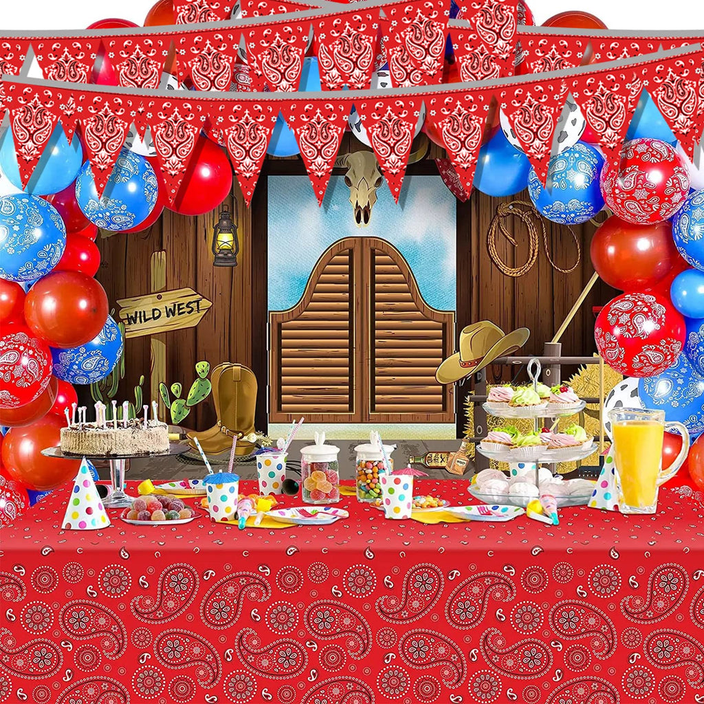 Hysilla 49ft Western Birthday Pennant Banner – Cowboy Theme Triangle Flags for Party Decor