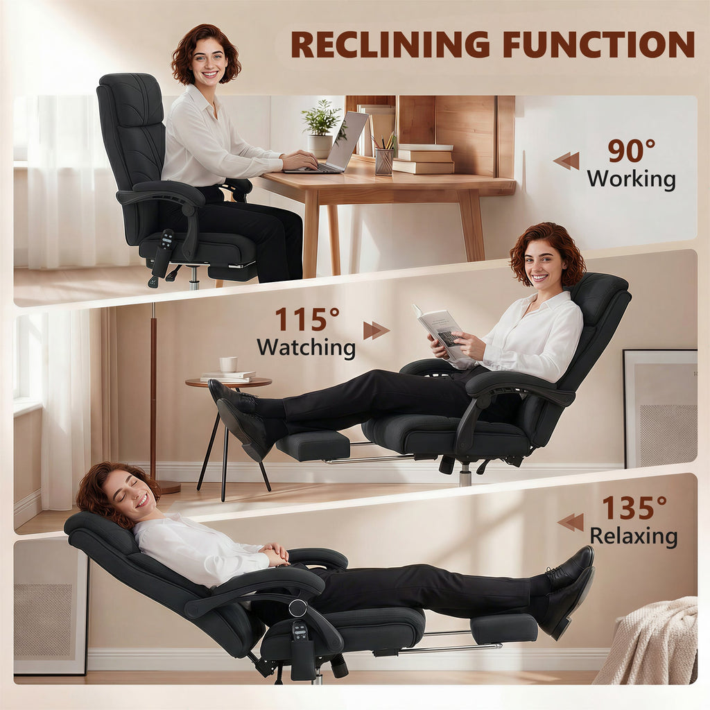 Vinsetto High Back Vibration Massage Office Chair with Footrest, Heated, Black