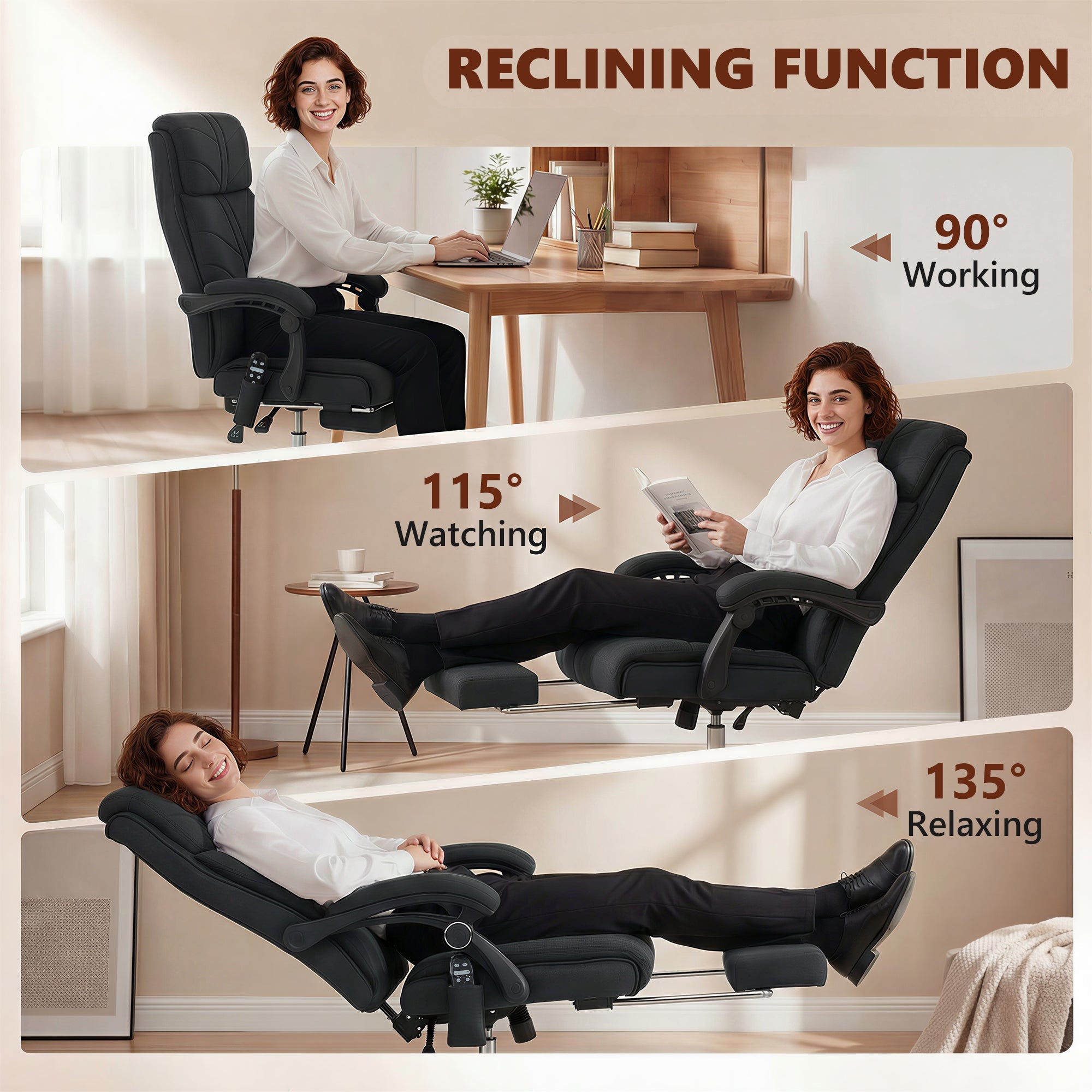 Vinsetto High Back Vibration Massage Office Chair with Footrest, Heated, Black
