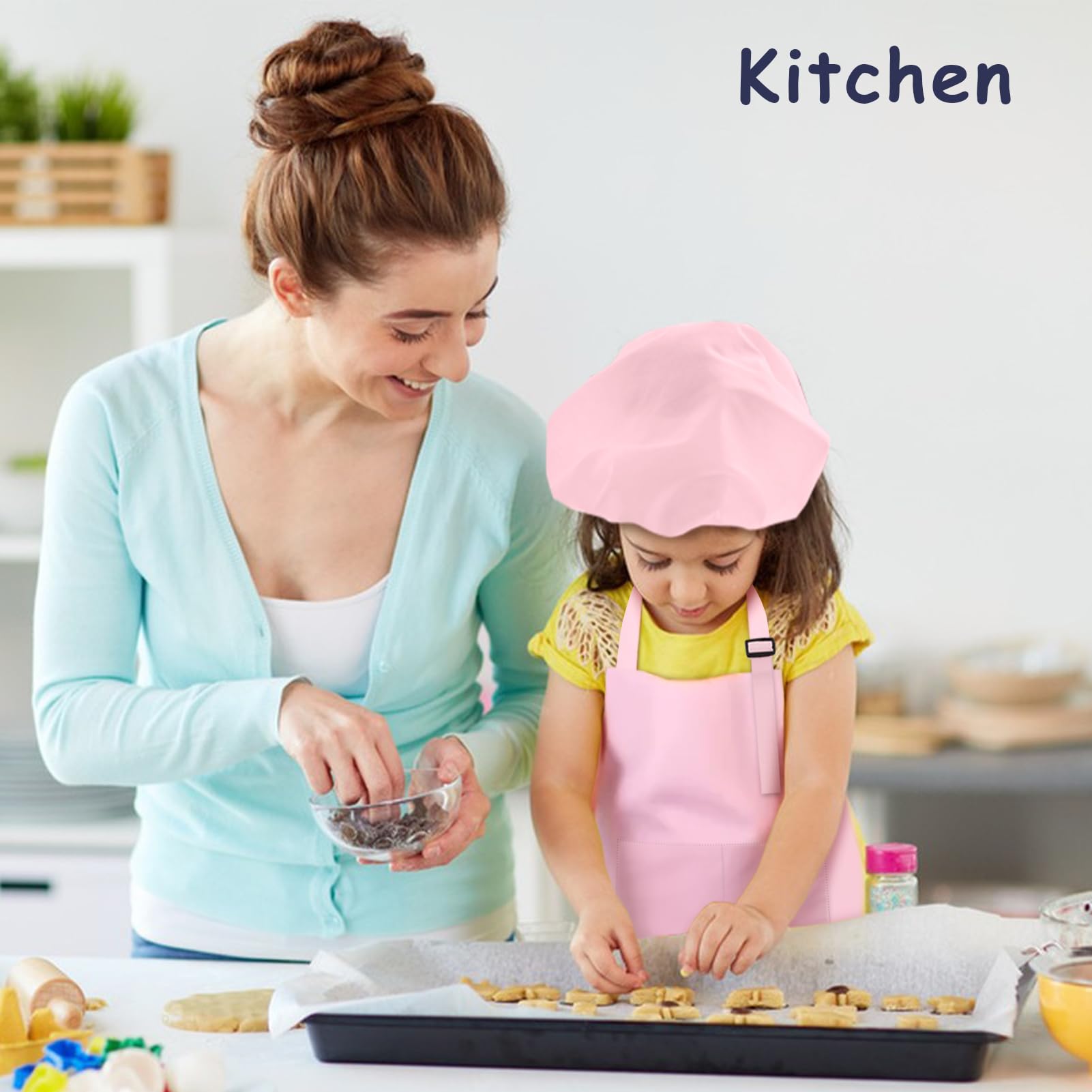 IAGBIBUI Kids Apron and Chef Hat Set – 30 Pieces, Adjustable for Ages 6-13, Multicolor
