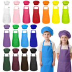 IAGBIBUI Kids Apron and Chef Hat Set – 30 Pieces, Adjustable for Ages 6-13, Multicolor