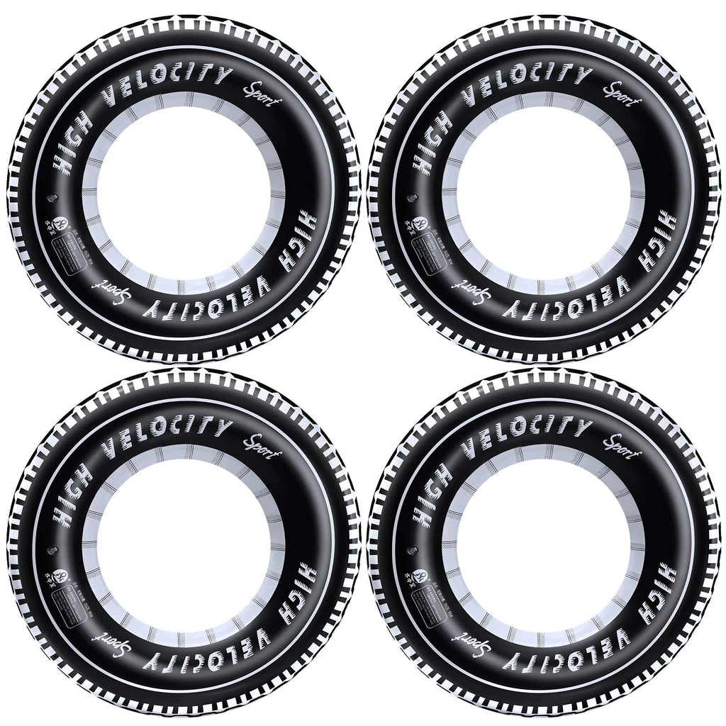 iefoah Inflatable Tire Tubes Pool Floats – 4 Pack for Kids & Adults | Car Theme Party Decor