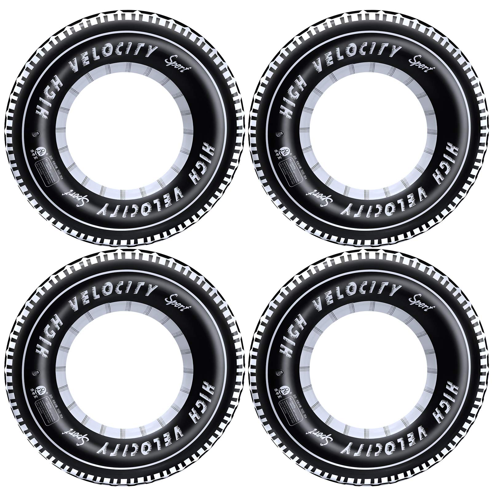 iefoah Inflatable Tire Tubes Pool Floats – 4 Pack for Kids & Adults | Car Theme Party Decor