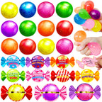 iGeeKid 28-Pack Glitter Stress Balls with Valentine Cards – Classroom Prizes & Party Favors
