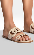 Comfortable Flat Sandals with Double Leather Chain For Women