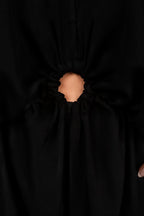 V Neck Wide Sleeve Jumpsuit with Ring Front Detail