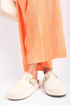 Studded Buckle Slip-On Sandals