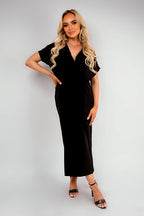 Wrap Short Sleeve Wide Leg Jumpsuit with Tie Waist