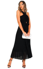 Pleated Crossover Maxi Dress Form Women