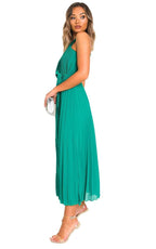 Pleated Crossover Maxi Dress Form Women
