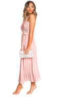 Pleated Crossover Maxi Dress Form Women