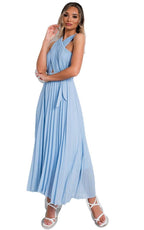 Pleated Crossover Maxi Dress Form Women