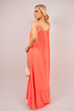 Sleeveless Beaded Halter Neck Maxi Dress with Tiered Hem