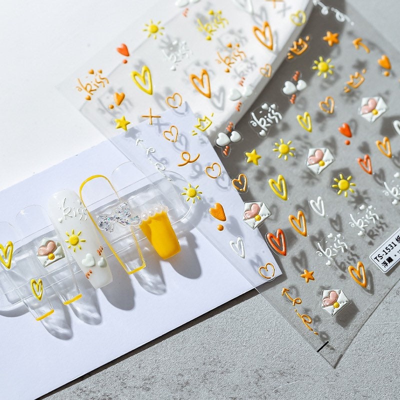 Hello Claws | Love Letter Embossed Pattern Design Nail Deco Sticker