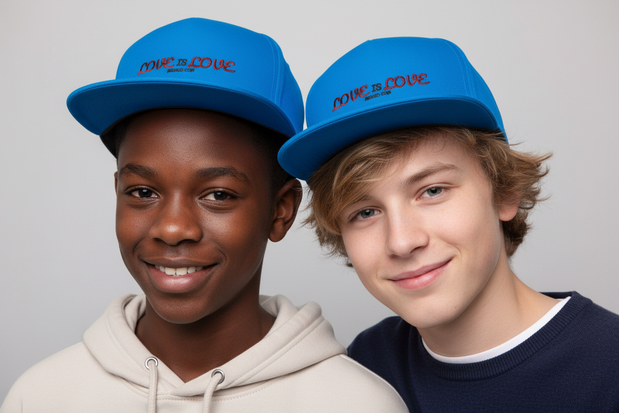 MEHZO LOVE IS LOVE Flat Bill Cap | Yupoong 6007