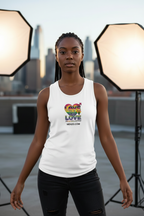MEHZO LOVE IS LOVE Women's Muscle Tank Top | Bella + Canvas 8803 White