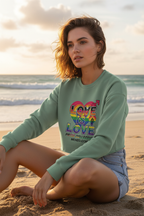 MEHZO LOVE IS LOVE Women's Cropped Sweatshirt | Bella + Canvas 7503