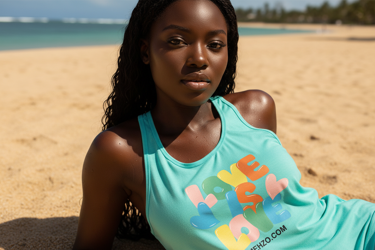 MEHZO LOVE IS LOVE Women's Flowy Racerback Tank Top | Bella + Canvas 8800