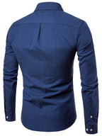 Men's Casual Slim Cotton Oxford Solid Color Large Size Bottom Shirt Long Sleeves