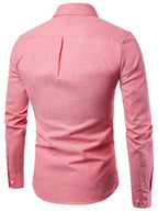 Men's Casual Slim Cotton Oxford Solid Color Large Size Bottom Shirt Long Sleeves