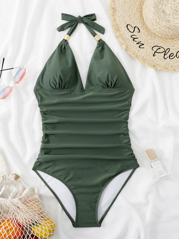 Women's Plunge Halter One-piece Swimsuit