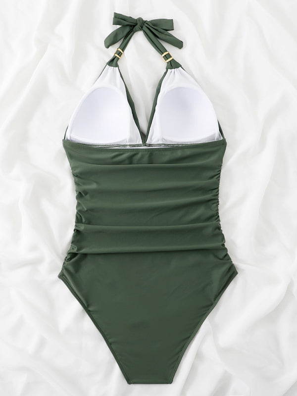 Women's Plunge Halter One-piece Swimsuit