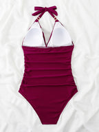 Women's Plunge Halter One-piece Swimsuit