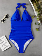 Women's Plunge Halter One-piece Swimsuit