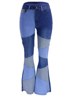 Women's Colorblock High Waist Flared Jeans