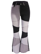 Women's Colorblock High Waist Flared Jeans