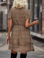 Women's Floral Print Flutter Sleeve Faux Wrap Mini Dress