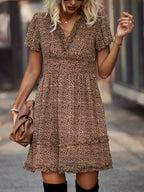 Women's Floral Print Flutter Sleeve Faux Wrap Mini Dress