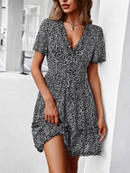 Women's Floral Print Flutter Sleeve Faux Wrap Mini Dress