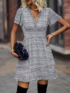 Women's Floral Print Flutter Sleeve Faux Wrap Mini Dress
