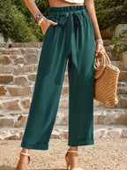 Women's Woven Solid Color Commuter Trousers