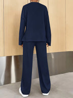 Women's casual round neck pullover sweatshirt and trousers two-piece set