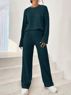 Women's casual round neck pullover sweatshirt and trousers two-piece set