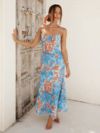 New thin-strap French low-cut suspender dress with beautiful back
