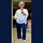 CRUSHED VELVET TROUSERS ELASTIC WAIST AND POCKETS