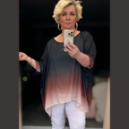 OMBRE CHIFFON OVERSIZED BATWING BLOUSE