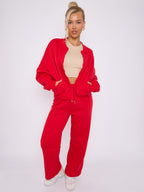Oversized Bomber Style Fleece Zipper Co-ord