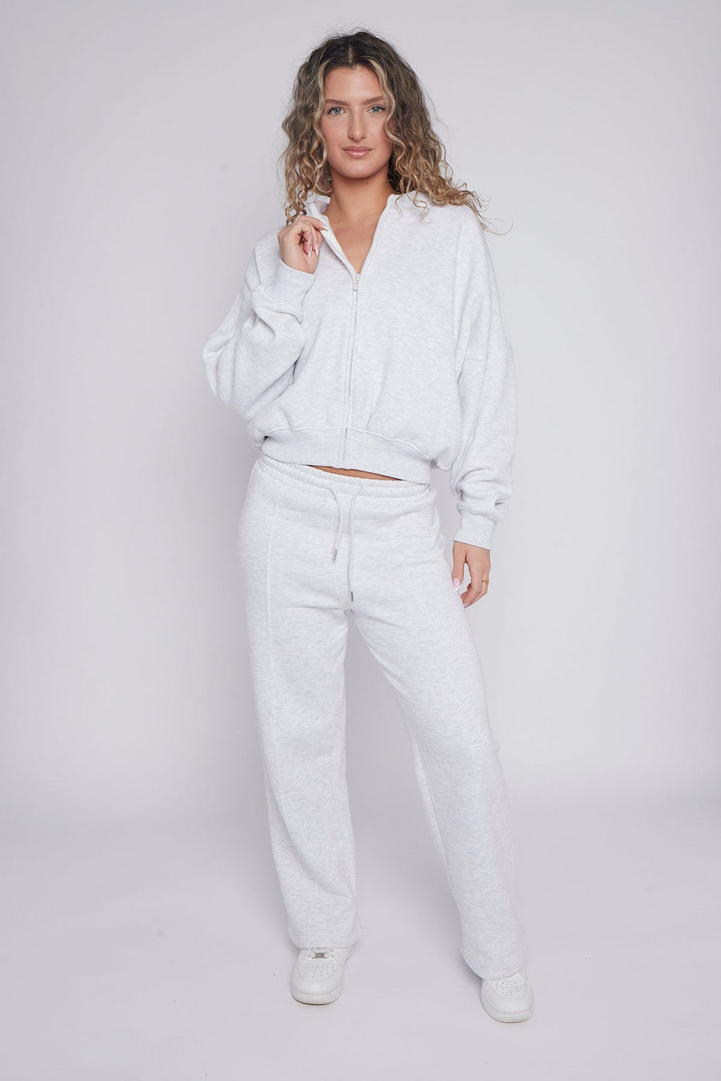 Oversized Bomber Style Fleece Zipper Co-ord